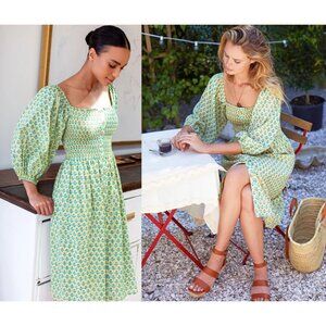 Emerson Fry Santiago 2 Long Sleeve Dress - Little Frances Celadon Organic Cotton